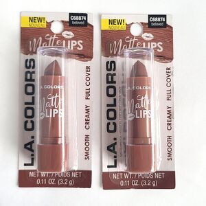 2 PACK L.A. Colors Matte Lips Lipstick C68874 Beloved